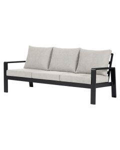 Nature 3-istuttava sohva ulkokäyttöön. Pehmustekankaiden väri taupe, musta alumiinirunko